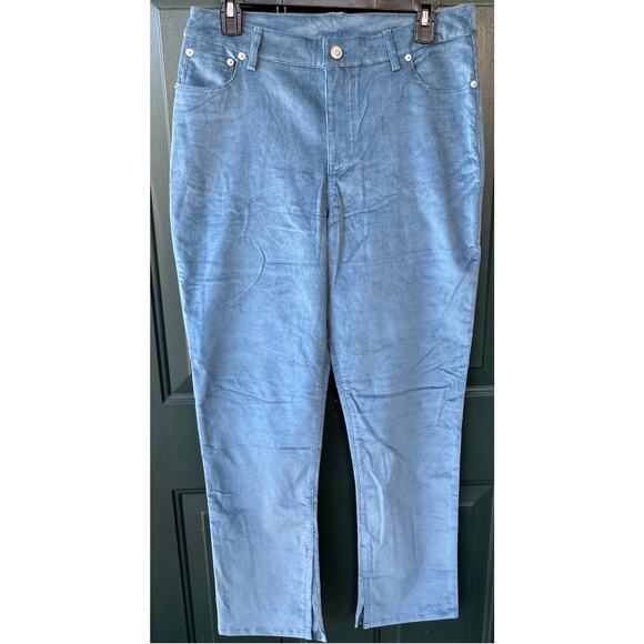 NWOT Denim & Co. QVC Adaptive Slim Straight Corduroy Pant Sz 10 Aqua Stretch - Picture 2 of 9